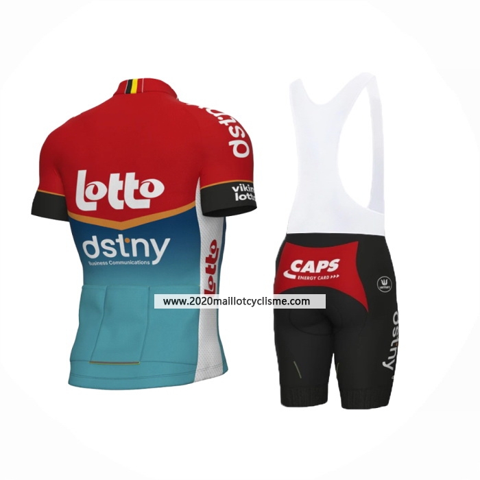 2024 Maillot Cyclisme Lotto Dstny Bleu Clair Rouge Manches Courtes Et Cuissard